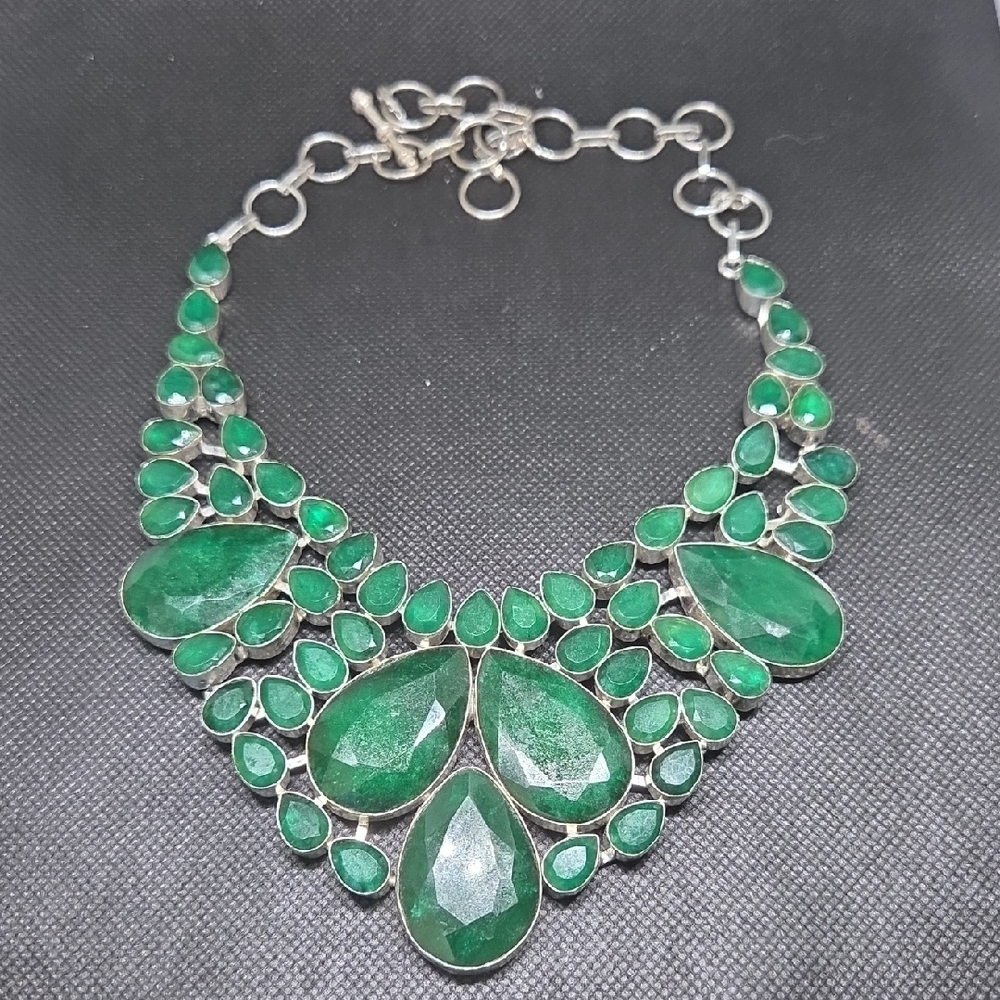 NWOT! Raw Emerald Handmade Statement Piece Necklace